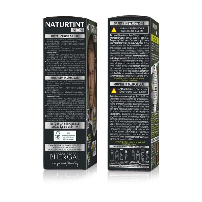 Naturtint Men 7N Sarı Işıltılı Fındık Kabuğu Erkekler için Doğal Saç Boyası 170ML